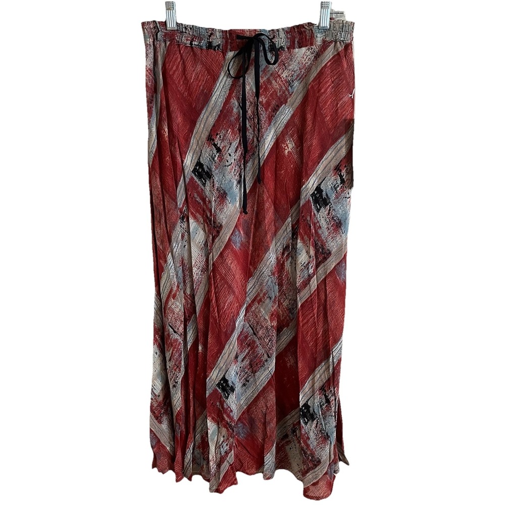 VTG 90s Y2K Maxi Skirt Rayon Linen Pull On Drawstring Fairy Feminine Sz 16‎